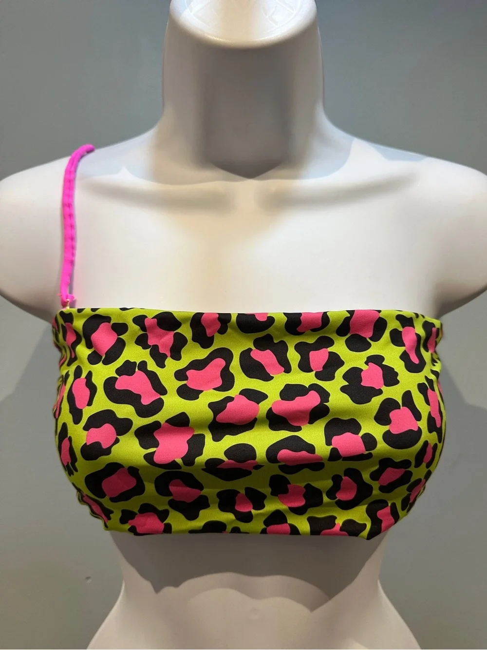 Yandy Leopard Print Green Pink Black Bikini Top Medium New with Tags
